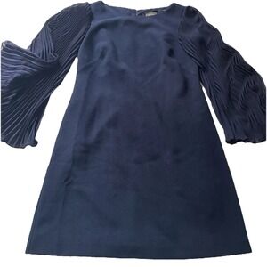 Vince Camuto‎ Women's Blue Balloon-Sleeve Mixed-Media Dress Size 2